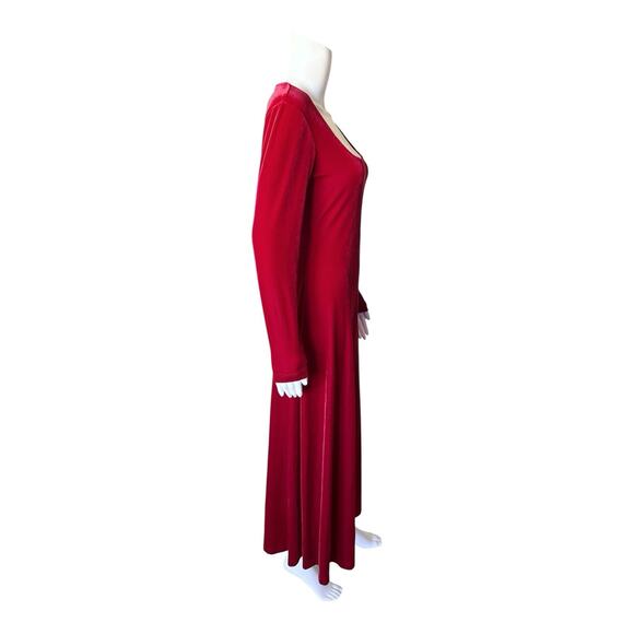 HAIRSTON ROBERSON Womens Petite Size P Red Vintage Velvet Long Sleeve Maxi Dress - Picture 3 of 6